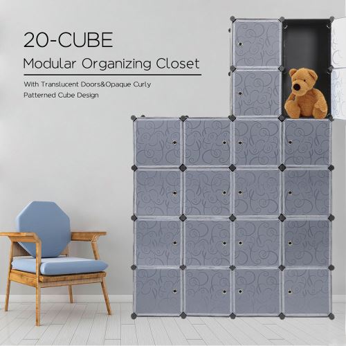 Multifonction Armoire de Chambre - Étagère de Rangement - Meuble DIY avec Grande Capacité de 20 Cubes