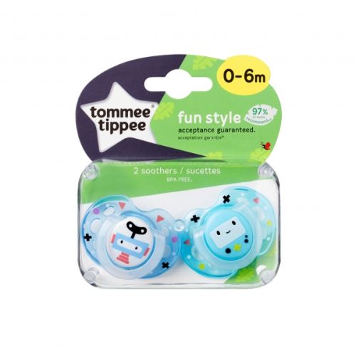 Lot de 2 sucettes closer to nature fun 0-6m - tommee tippee