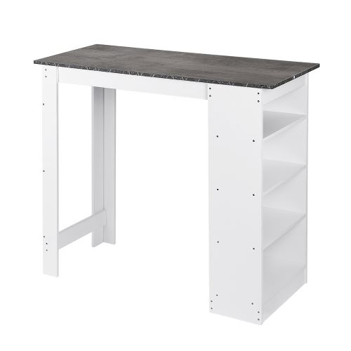 Table De Bar Table De Cuisine Rangement Scandinave De 2 A 4 Personnes Avec 4 Etageres Blanc Et Noir 115 50 103cm Achat Prix Fnac