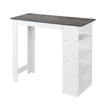 Table De Bar Table De Cuisine Rangement Scandinave De 2 A 4 Personnes Avec 4 Etageres Blanc Et Noir 115 50 103cm Achat Prix Fnac