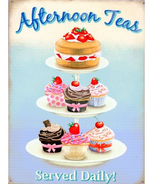 Plaque murale en métal Afternoon Teas 30x40cm
