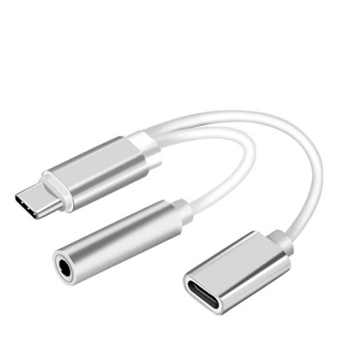 INECK® 2 en 1 type C vers adaptateur prise jack pour casque audio 3,5 mm avec chargeur, câble audio USB C pour XPS13, Leeco le, Xiaomi 6