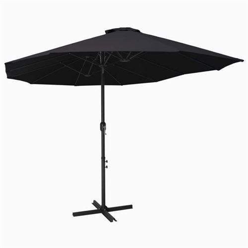 Parasol d'ext&eacute;rieur et poteau en aluminium 460 x 270 cm Noir