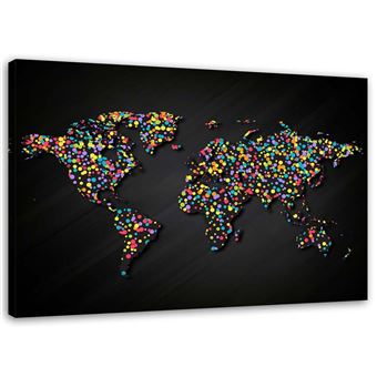 Impression Sur Toile Tableau Image Murale Moderne Canevas Carte Du Monde Taches Colorees 1x80 Achat Prix Fnac