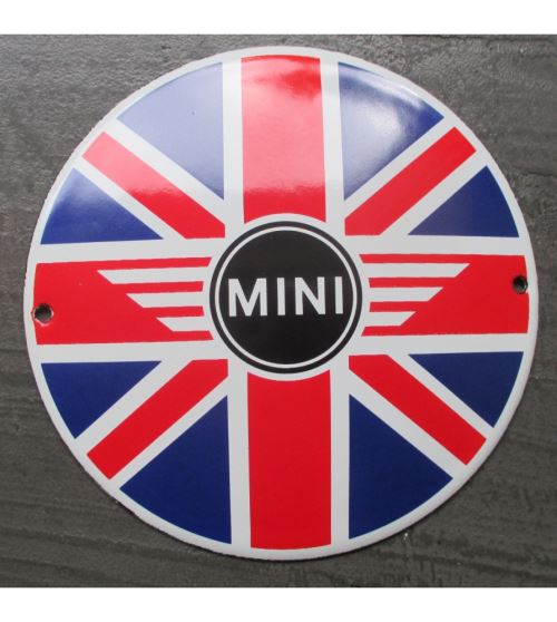 mini plaque emaillée mini drapeau anglais tole ronde 12cm deco métal garage usa