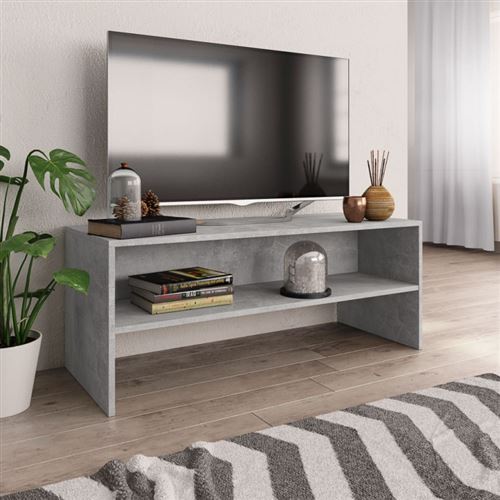 Meuble tv Gris b&eacute;ton 100 x 40 x 40 cm Agglom&eacute;r&eacute; Vidaxl Gris b&eacute;ton