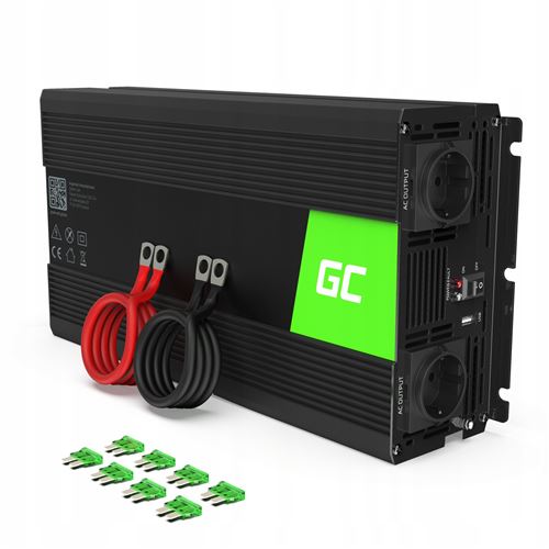 Green Cell® 1500W/3000W Pur Sinus Convertisseur de Tension DC 12V AC 220V/230V Power Inverter sinusoïdale, Onduleur Transformateur avec Connection USB
