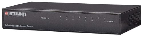 IC Intracom Intellinet Switch Fast Ethernet Office Métal bureau Gigabit Desktop 8 Port Noir