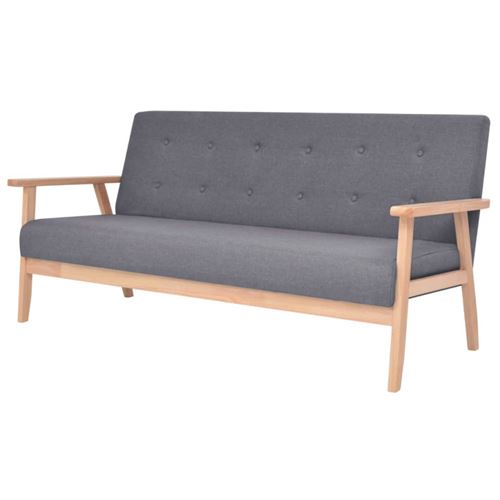 Vidaxl Gris Canapé À 3 Places Tissu Foncé
