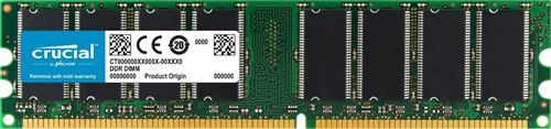 Crucial 1GB (DDR, 333MHz, PC2700, Unbuffered, DIMM, 184-Pin) Mémoire
