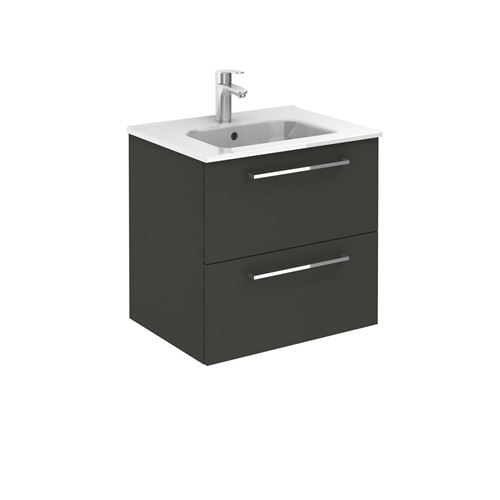 Ensemble meuble SAPHIR SLIM à tiroirs - Modèle en 2 TIROIRS - 1 vasque - Lg 60 cm - Finition : Laqué Blanc