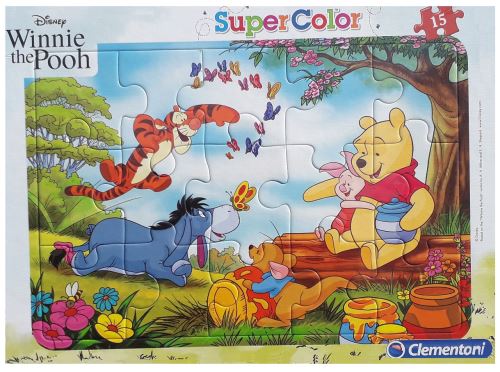 Puzzle avec cadre winnie tigrou porcinet bourriquet et petit gouru a la campagne - 15 pieces - enfant - disney