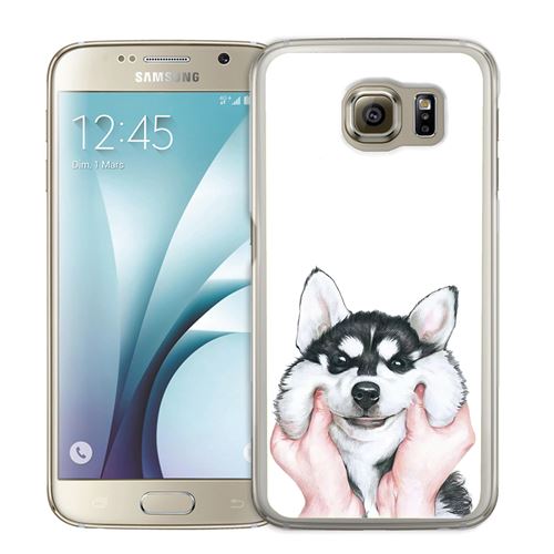 Coque pour Samsung Galaxy S7 Edge chien husky joues