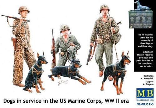 Dogs In Service In Us Marine Corps - 1:35e - Master Box Ltd.