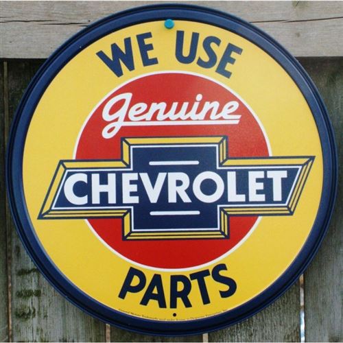 plaque chevrolet parts ronde genuine tole publicitaire deco