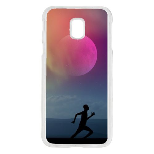 Coque Silhouette Joggeur Fitness Lune Compatible Galaxy J7 2017 Transparent