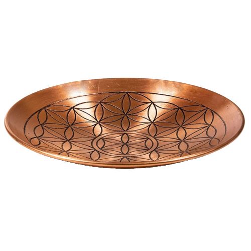 Assiette déco de cuivre motif fleur de vie