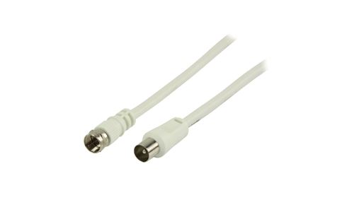 Câble dantenne à connecteur f mâle vers coaxial mâle 1,00 m blanc valueline
