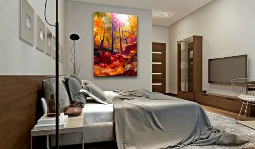 60x90 Tableau Forêt Paysages Splendide Forêt peinte
