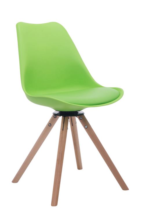 Chaise de salle à manger pivotante Troyes Similicuir pieds en forme ronde , Vert/Nature