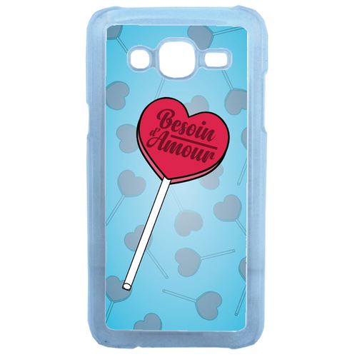 Coque Besoin Damour Fond Bleu Pale Compatible Samsung Galaxy J5 Transparent
