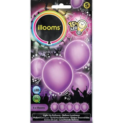 5 ballons latex à led unis violets