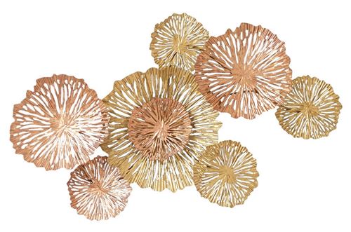HOMEMANIA Décoration murale Dahlia - Wall Art Wall - Nature - pour Salon, Chambre -Multicolore en Métal, 97,8 x 8,9 x 62,2 cm