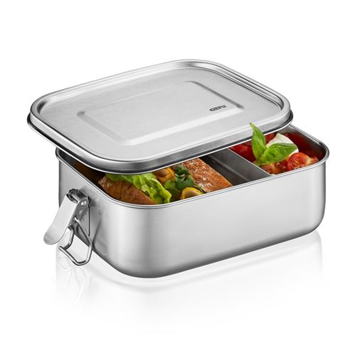 Gefu ENDURE Leak-Proof Premium Stainless Steel Lunch Box with Divider Small in Silver