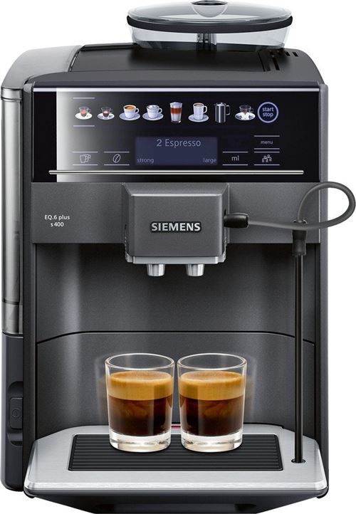 Siemens EQ.6 plus s400 TE654319RW - Machine à café automatique avec mousseur à lait - 15 bar - effet métallique noir saphir
