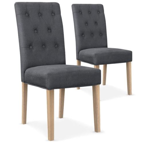 Paris Prix - Lot De 2 Chaises Design Tissu legacy 99cm Gris & Noir