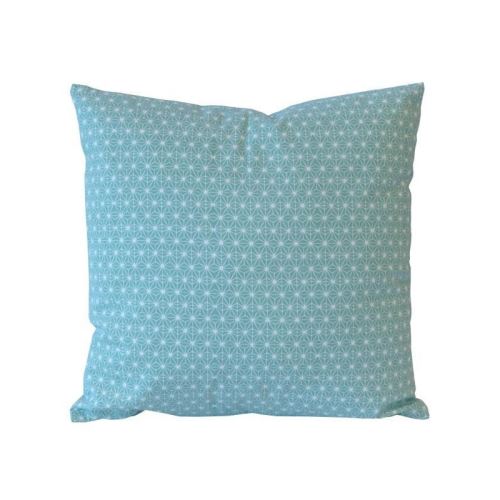 Coussin déco Coton Imprimé Scandi 40x40x9 cm vert d'eau et blanc