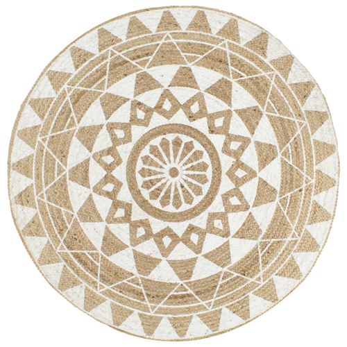 VIDAXL - Tapis - Jute - Rond - 120 cm - Blanc - Image 3