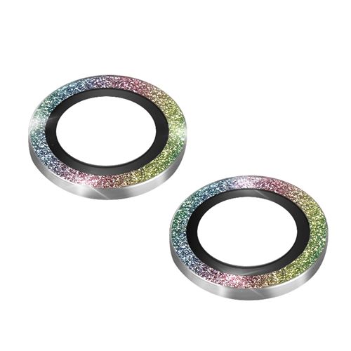 Film caméra pour iPhone 14 et 14 Plus Verre trempé 9H 0.2mm Contour pailleté Avizar multicolore
