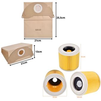 Sac aspirateur et Filtre pour Karcher WD2 Sacs remplacement