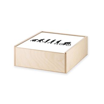 Boîte En Bois Élégante Imprimée Vélo - Coffret Rangement Cyclisme Course Route 10x10x10 Cm – Idéal Cadeau Cycliste