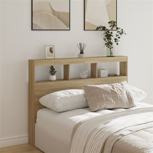 vidaXL Armoire tête de lit avec LED chêne sonoma 140x17x102 cm839198