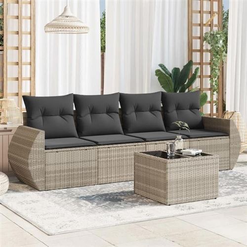 Non Communiqué Gris Resine Tressee Vidaxl Salon De Jardin Modulable 5 Pieces 55.0 X 55 X 37
