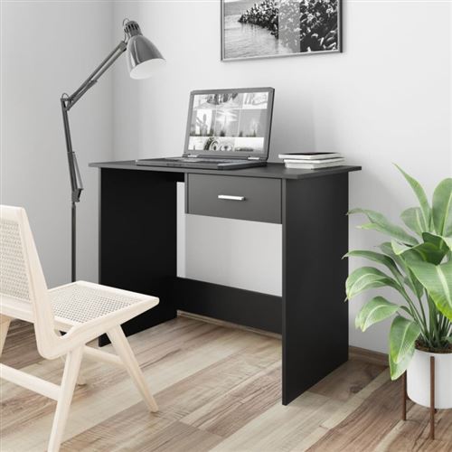 VidaXL Bureau en aggloméré 100x50x76 cm Noir - Image 3