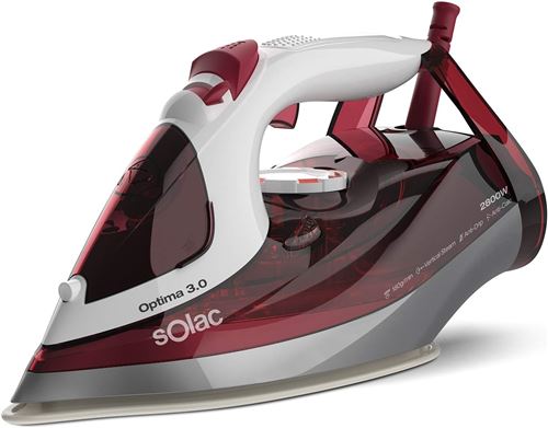 SOLAC Fer &agrave; repasser vapeur 2800W semelle c&eacute;ramique blanc/rouge