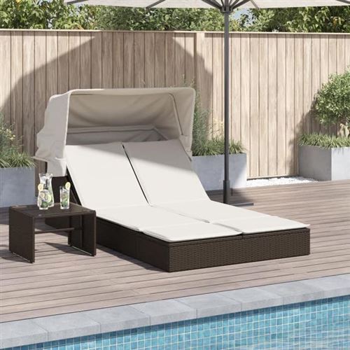 VidaXL - Doppel-sonnenliege poly-rattan, One Size, Braun