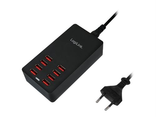 LogiLink Table Charger - Adaptateur secteur - 44 Watt - 8.8 A - 8 connecteurs de sortie (8 x 4 pin USB Type A) - noir