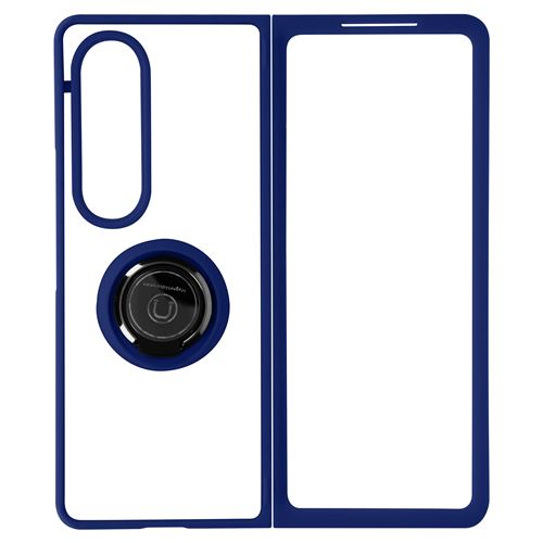 Coque pour Samsung Galaxy Z Fold 4 Bi-matière Bague Métallique Support Vidéo Avizar Bleu