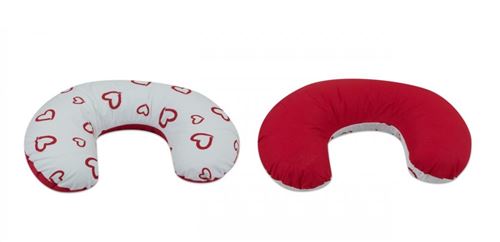 Coussin appui-tête coeurs rouges sur fond blanc - rouge
