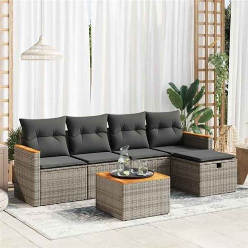 Non Communiqué Gris Salon De Jardin Modulable Vidaxl Resine Tressee 6 Pieces 55 X 62 X 69 Cm 5 Personnes
