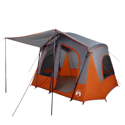Tente Familiale VidaXL 6 Personnes – Dôme Orange Imperméable, Avec Auvent