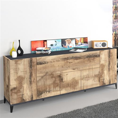 Buffet 5 Porte Battantes 1 Compartiment Rabattable 200x40cm Stephanie Report