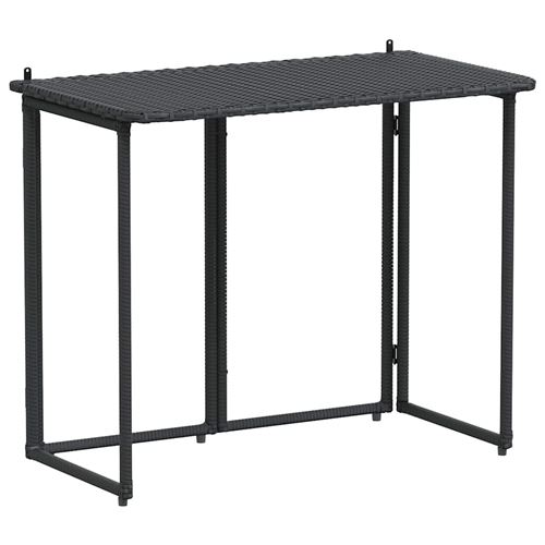 Vidaxl Noir Table De Jardin Pliante 90 X 51 X 75 Cm Polyrotin - Image 3