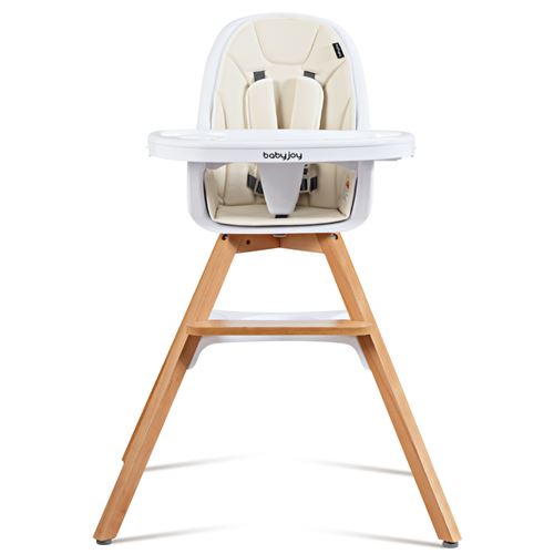 chaise giantex haute bébé 3 en 1 convertible pieds remplaçables et barre pour bascule avec plateau repas 15kg beige