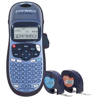 DYMO LetraTag LT-100H Plus, étiqueteuse clavier ABC, écran large, 2 cassettes ruban, 1 support mural