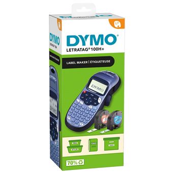 DYMO LetraTag LT-100H Plus, étiqueteuse clavier ABC, écran large, 2 cassettes ruban, 1 support mural